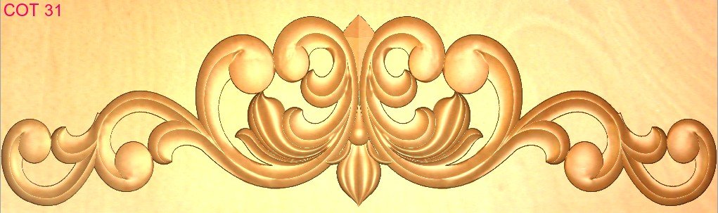 COT DESIGNS - COT-31 Classical Floral Scroll Decorative Wood Relief 3D Model